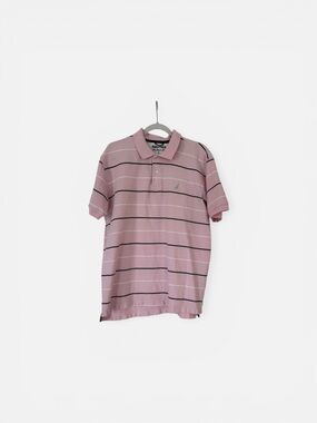 Nautica Men's Dusty Pink Polo with Navy Stripes